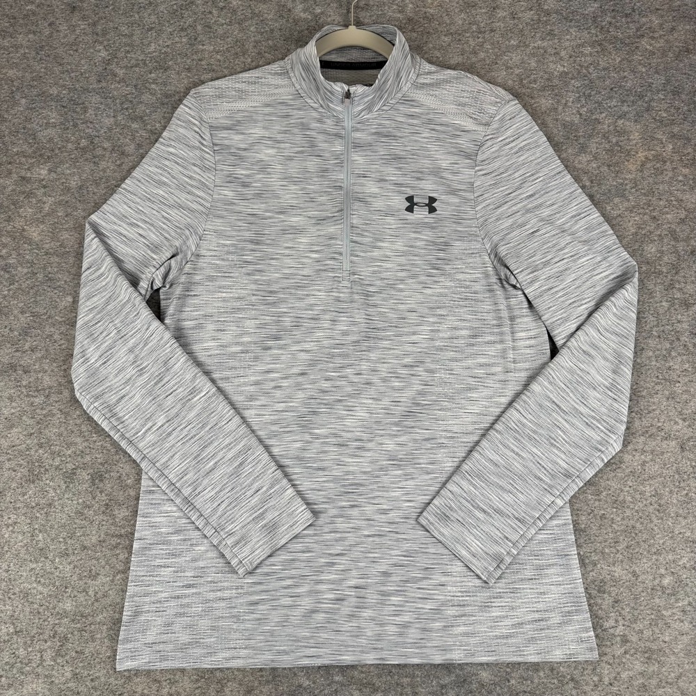 Under Armour Heat Gear Fitted 1/4 Zip Pullover Gray Mens Medium M